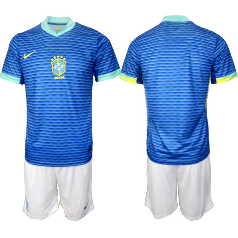 Men 2024-2025 Season Brazil away blue Blank Soccer Jersey->argentina jersey->Soccer Country Jersey